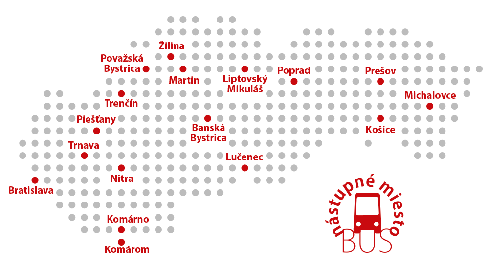 Mapa nástupných miest autobusov
